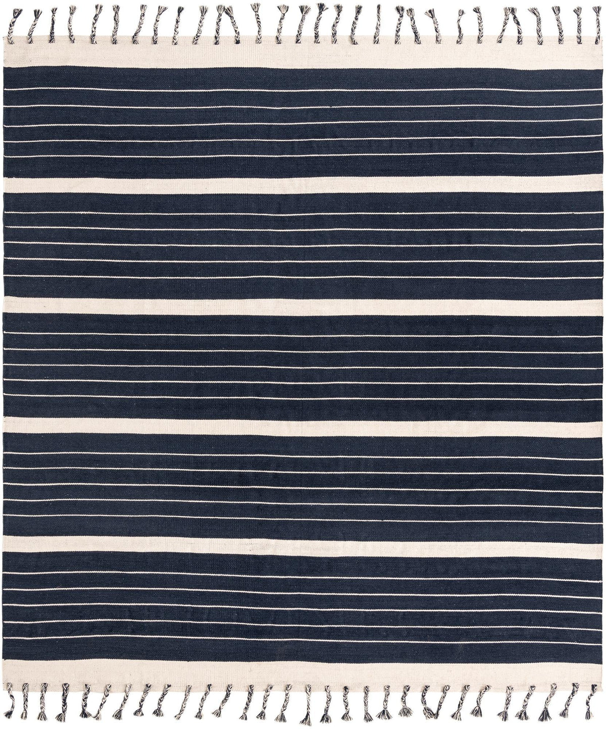 Thar Cotton Collection Area Rug - Borsh Square Navy Blue and White  lifestyle 132