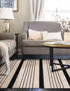Thar Cotton Collection Area Rug - Borsh Rectangle Black and White  lifestyle 28