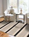 Thar Cotton Collection Area Rug - Borsh Rectangle Black and White  lifestyle 76