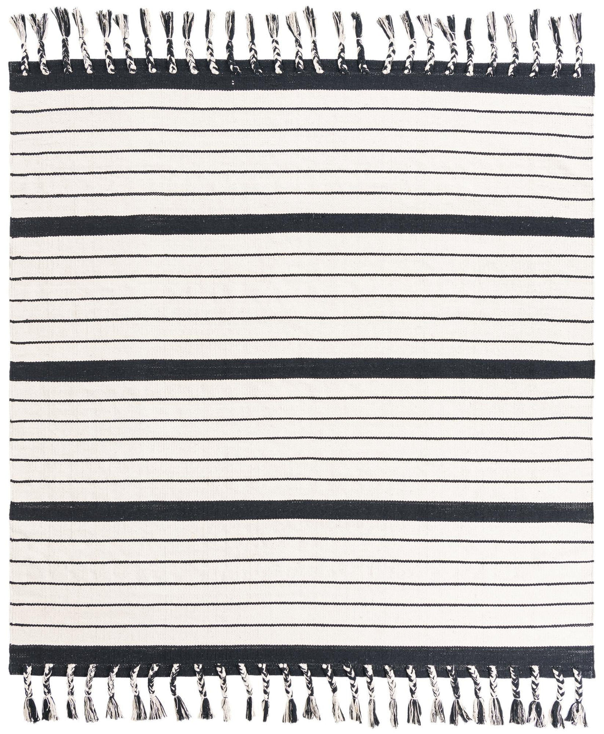 Thar Cotton Collection Area Rug - Borsh Square Black and White  lifestyle 128