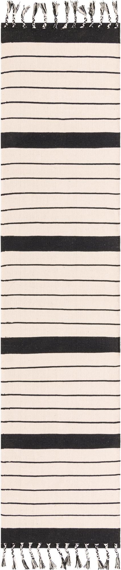Thar Cotton Collection Area Rug - Borsh Runner Black and White  lifestyle 127
