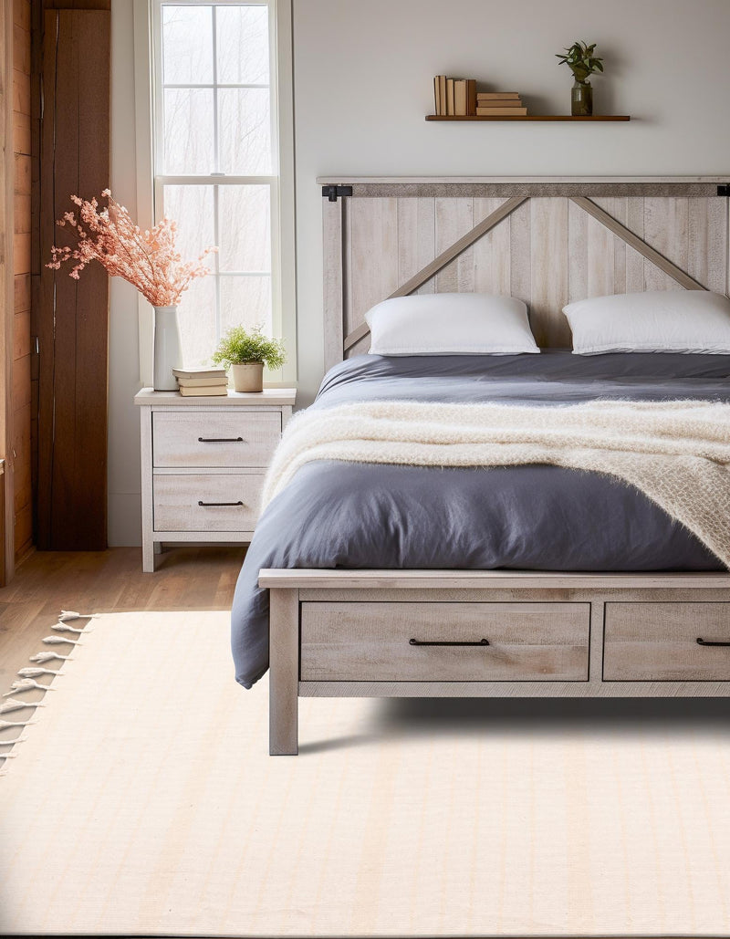 Thar Cotton Collection Area Rug - Borsh Rectangle Beige and White  lifestyle 45