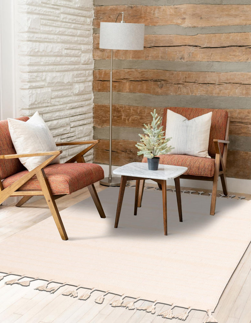Thar Cotton Collection Area Rug - Borsh Rectangle Beige and White  lifestyle 53