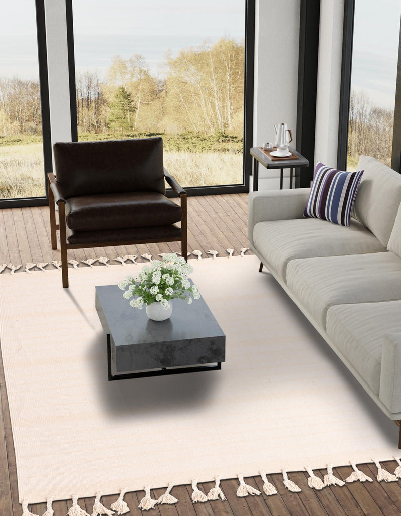 Thar Cotton Collection Area Rug - Borsh Rectangle Beige and White  lifestyle 61