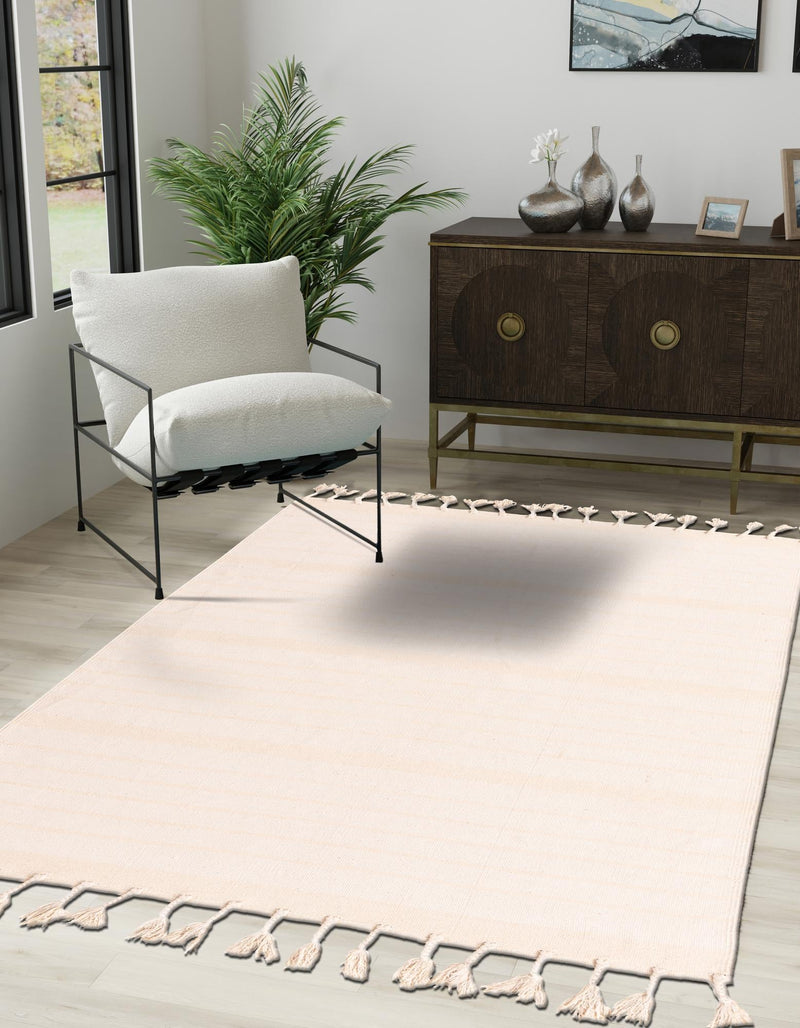 Thar Cotton Collection Area Rug - Borsh Rectangle Beige and White  lifestyle 69
