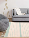 Thar Cotton Collection Area Rug - Borsh Rectangle White and Aqua  lifestyle 14