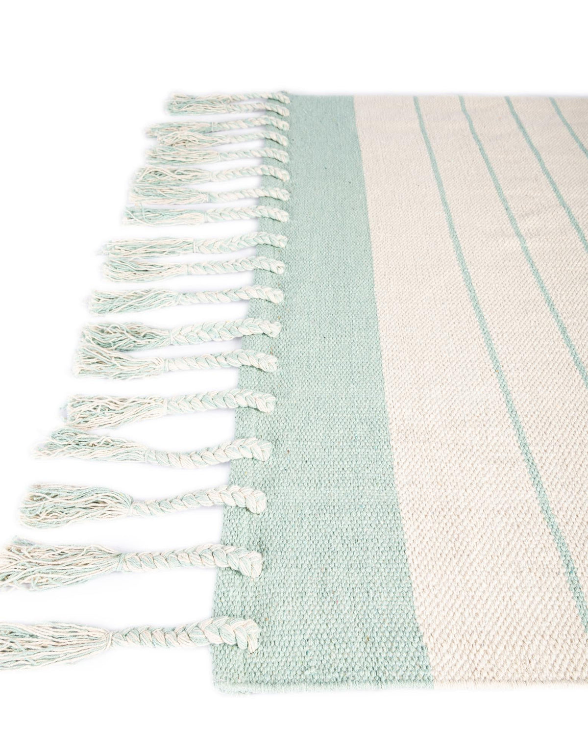 Thar Cotton Collection Area Rug - Borsh Rectangle White and Aqua  lifestyle 103