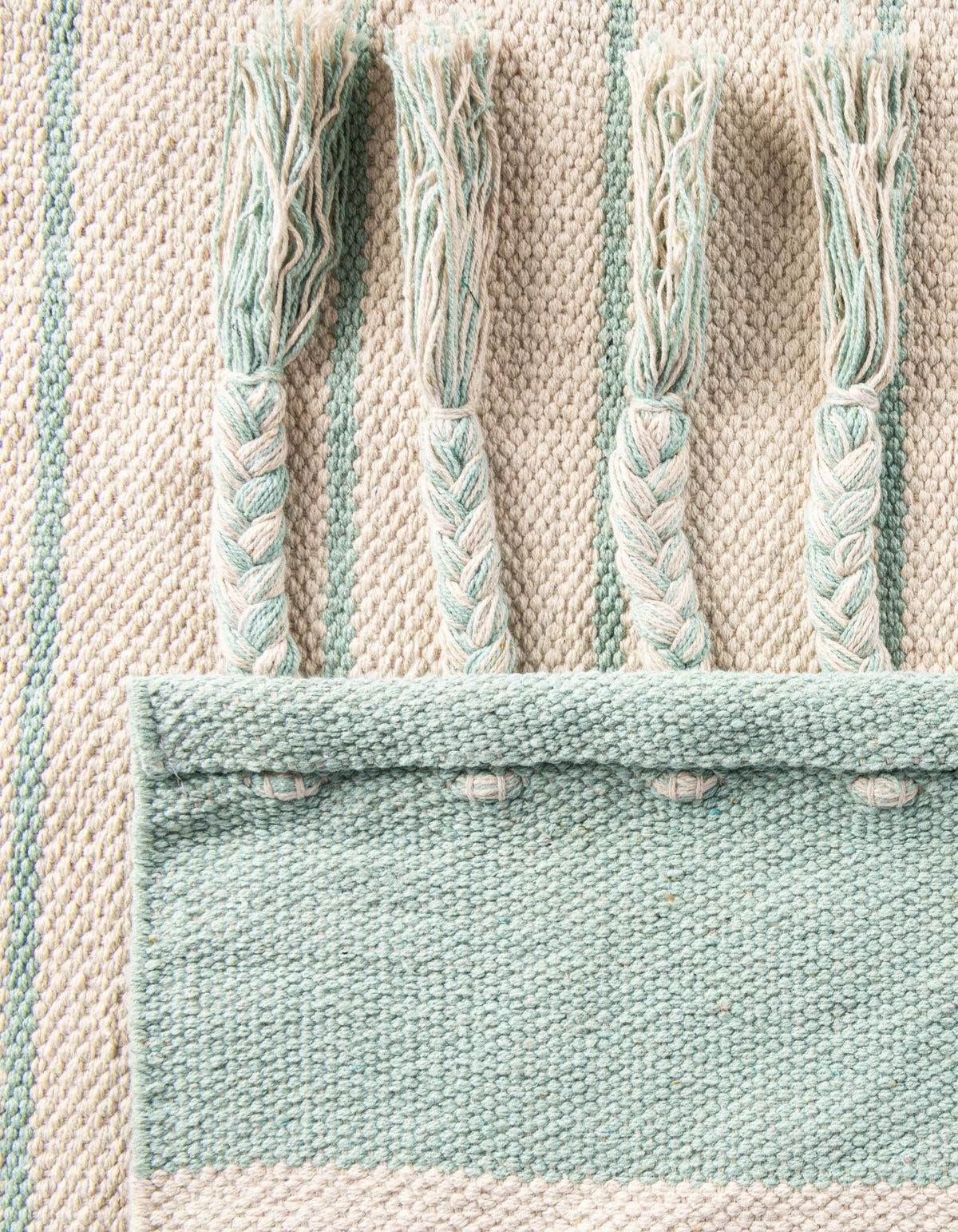 Thar Cotton Collection Area Rug - Borsh Rectangle White and Aqua  lifestyle 119