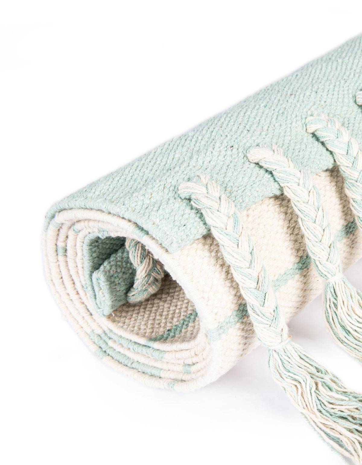 Thar Cotton Collection Area Rug - Borsh Rectangle White and Aqua  lifestyle 143