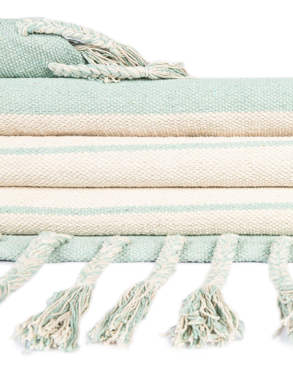 Thar Cotton Collection Area Rug - Borsh Rectangle White and Aqua  lifestyle 159
