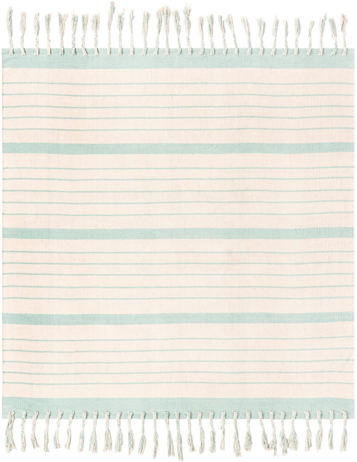 Thar Cotton Collection Area Rug - Borsh Square Aqua and White  lifestyle 124