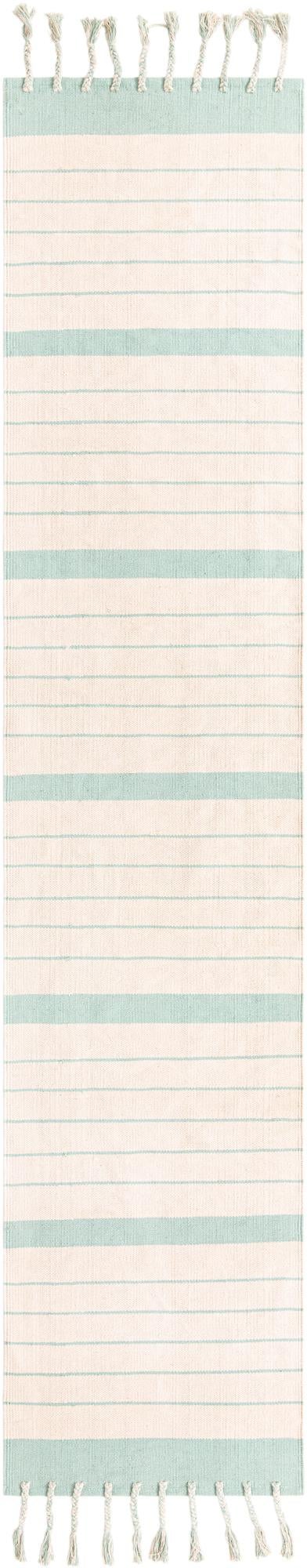 Thar Cotton Collection Area Rug - Borsh Runner Aqua and White  lifestyle 123