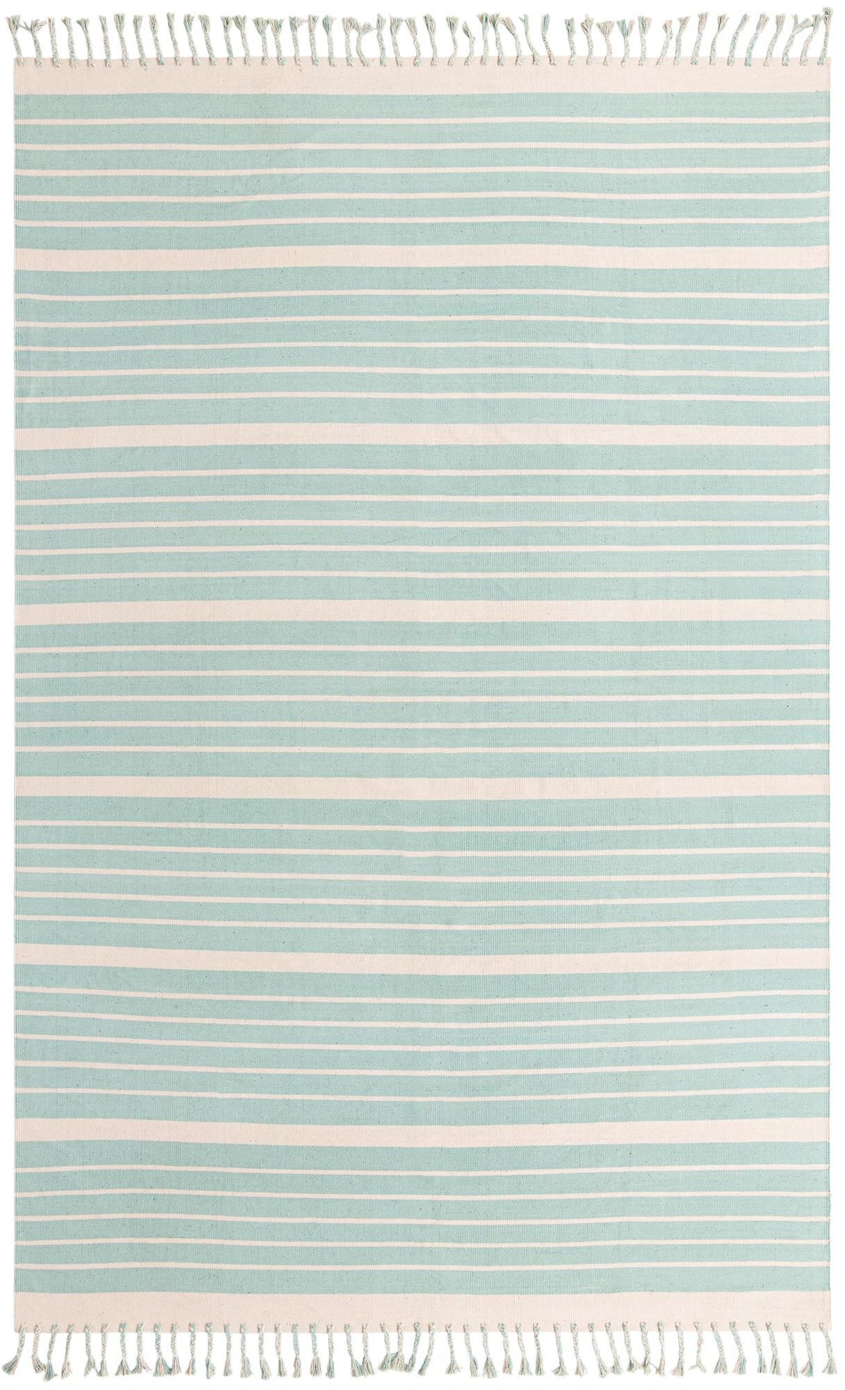 Thar Cotton Collection Area Rug - Borsh Rectangle Aqua and White  lifestyle 2