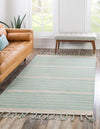 Thar Cotton Collection Area Rug - Borsh Rectangle Aqua and White  lifestyle 7