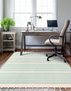 Thar Cotton Collection Area Rug - Borsh Rectangle Aqua and White  lifestyle 31