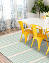 Thar Cotton Collection Area Rug - Borsh Rectangle Aqua and White  lifestyle 39