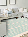 Thar Cotton Collection Area Rug - Borsh Rectangle Aqua and White  lifestyle 79