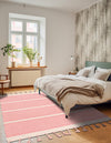 Thar Cotton Collection Area Rug - Borsh Rectangle Pink and White  lifestyle 24
