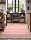 Thar Cotton Collection Area Rug - Borsh Rectangle Pink and White  lifestyle 32