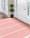 Thar Cotton Collection Area Rug - Borsh Rectangle Pink and White  lifestyle 48