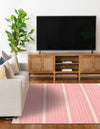 Thar Cotton Collection Area Rug - Borsh Rectangle Pink and White  lifestyle 56