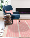 Thar Cotton Collection Area Rug - Borsh Rectangle Pink and White  lifestyle 64