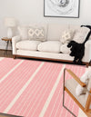 Thar Cotton Collection Area Rug - Borsh Rectangle Pink and White  lifestyle 72