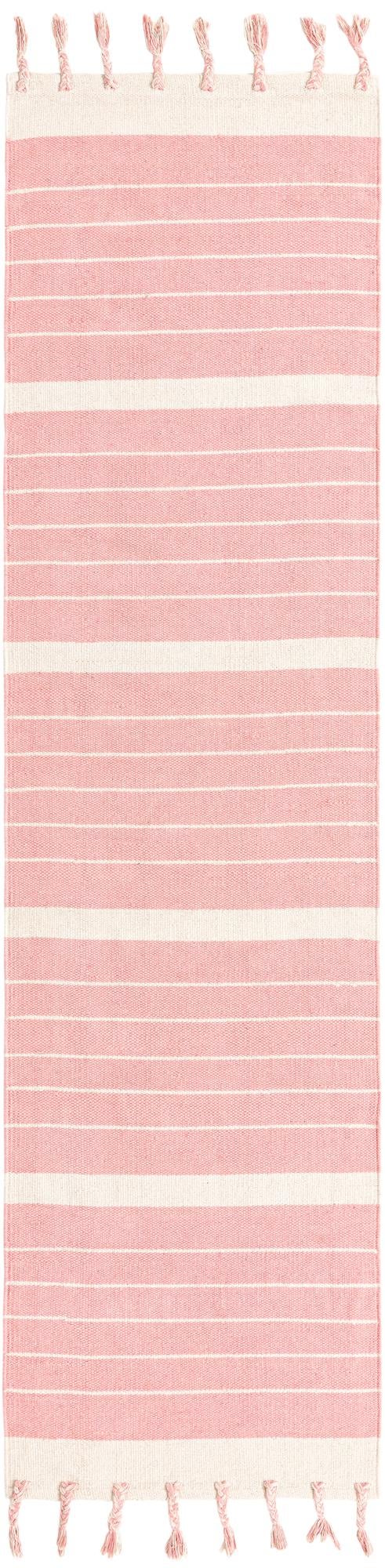 Thar Cotton Collection Area Rug - Borsh Runner Pink and White  lifestyle 133