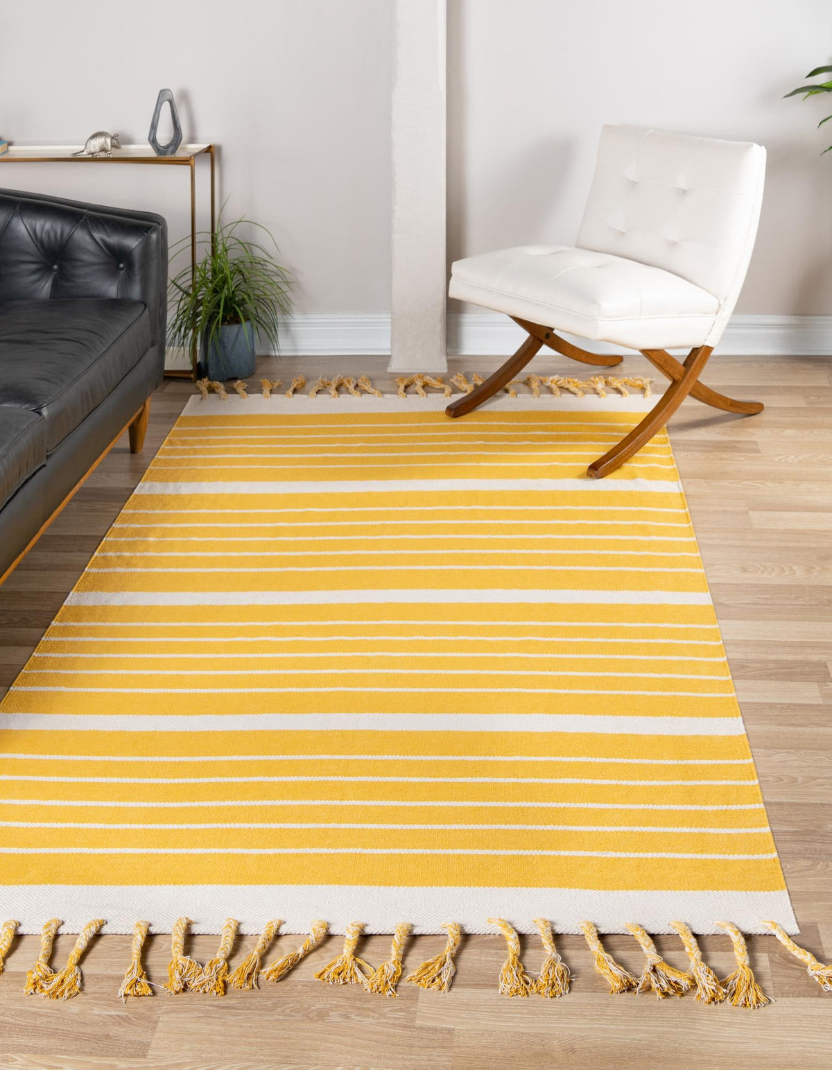 Thar Cotton Collection Area Rug - Borsh Rectangle Gold and White  lifestyle 9