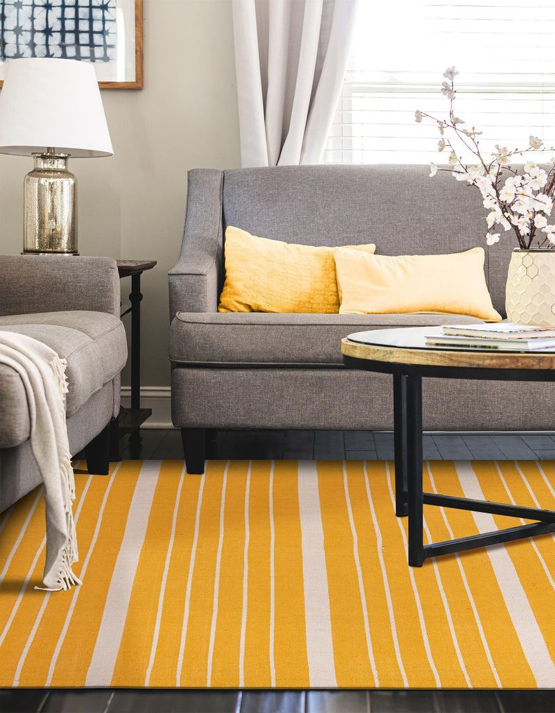 Thar Cotton Collection Area Rug - Borsh Rectangle Gold and White  lifestyle 73