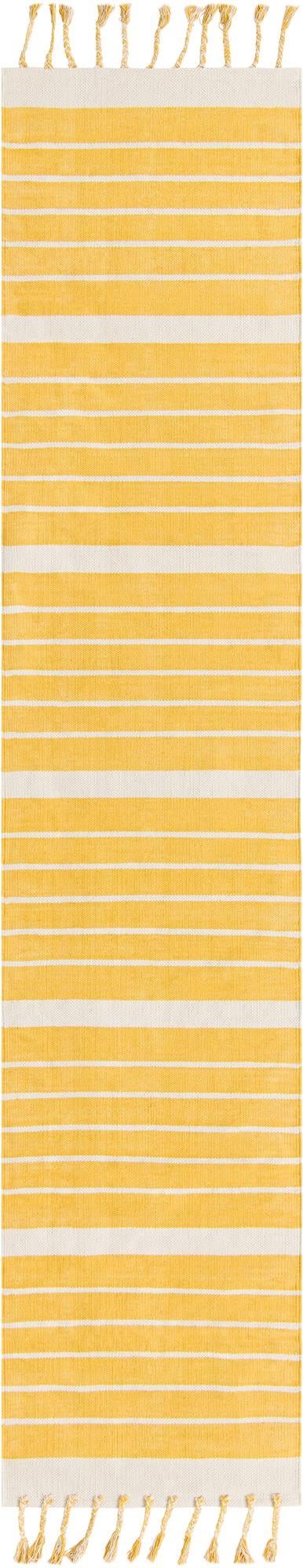 Thar Cotton Collection Area Rug - Borsh Runner White and Gold  lifestyle 135