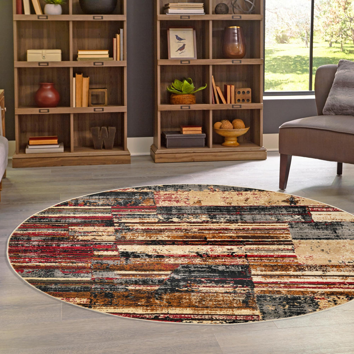 Neptune Elegance Collection Area Rug - Triton Round Multi  lifestyle 70