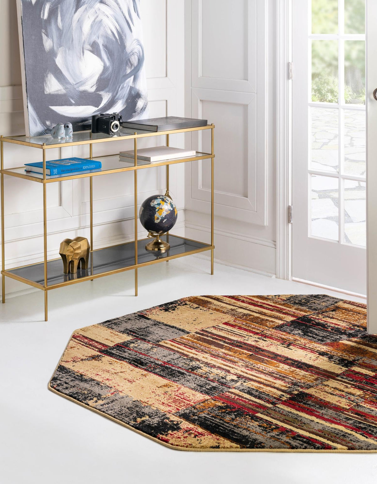 Neptune Elegance Collection Area Rug - Triton Octagon Multi  lifestyle 24