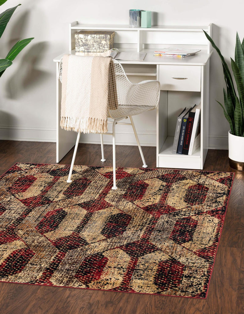Neptune Elegance Collection Area Rug -  Larissa Square Burgundy  lifestyle 60