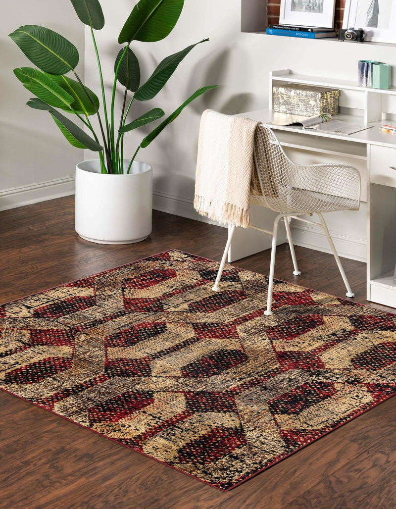 Neptune Elegance Collection Area Rug -  Larissa Square Burgundy  lifestyle 67