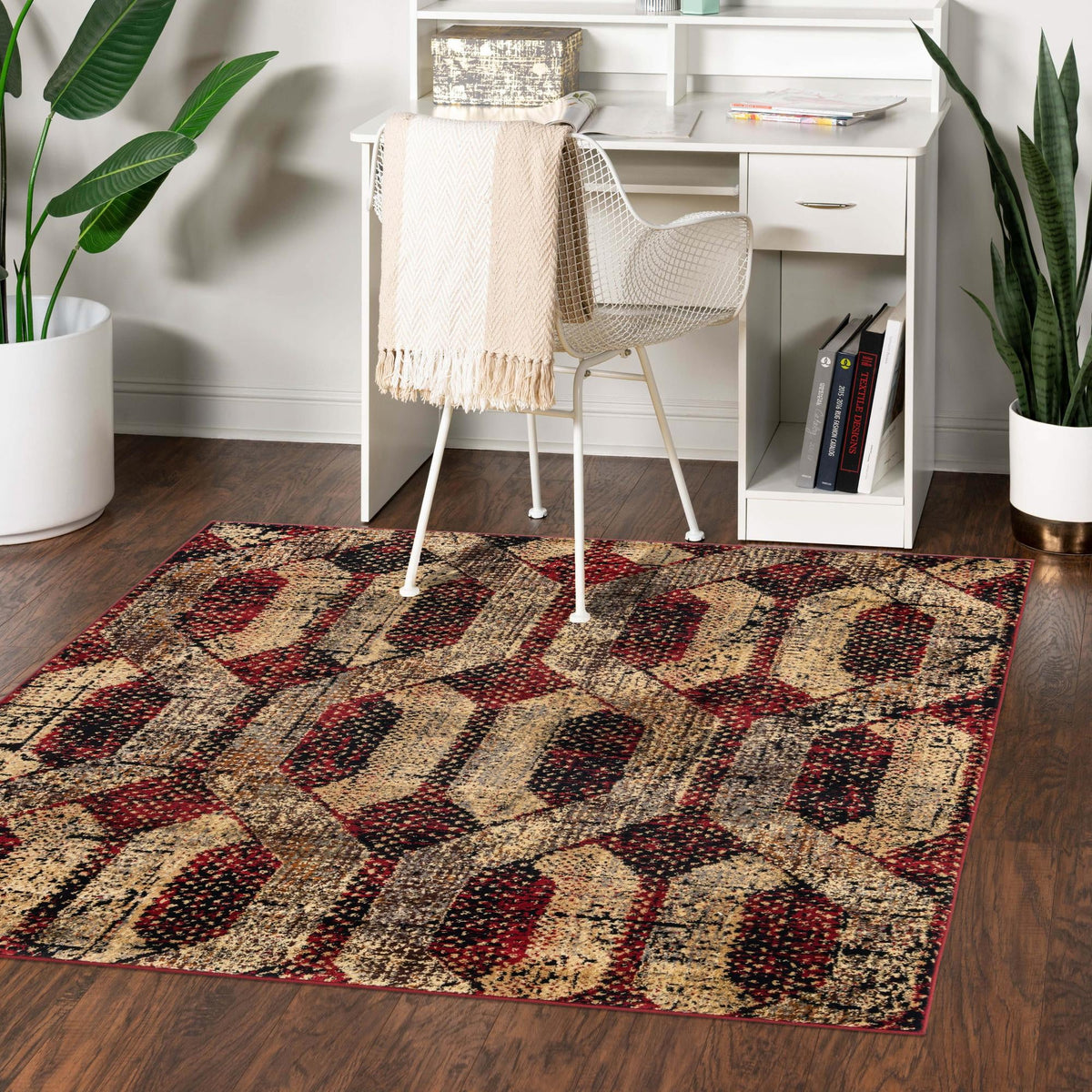 Neptune Elegance Collection Area Rug -  Larissa Square Burgundy  lifestyle 143