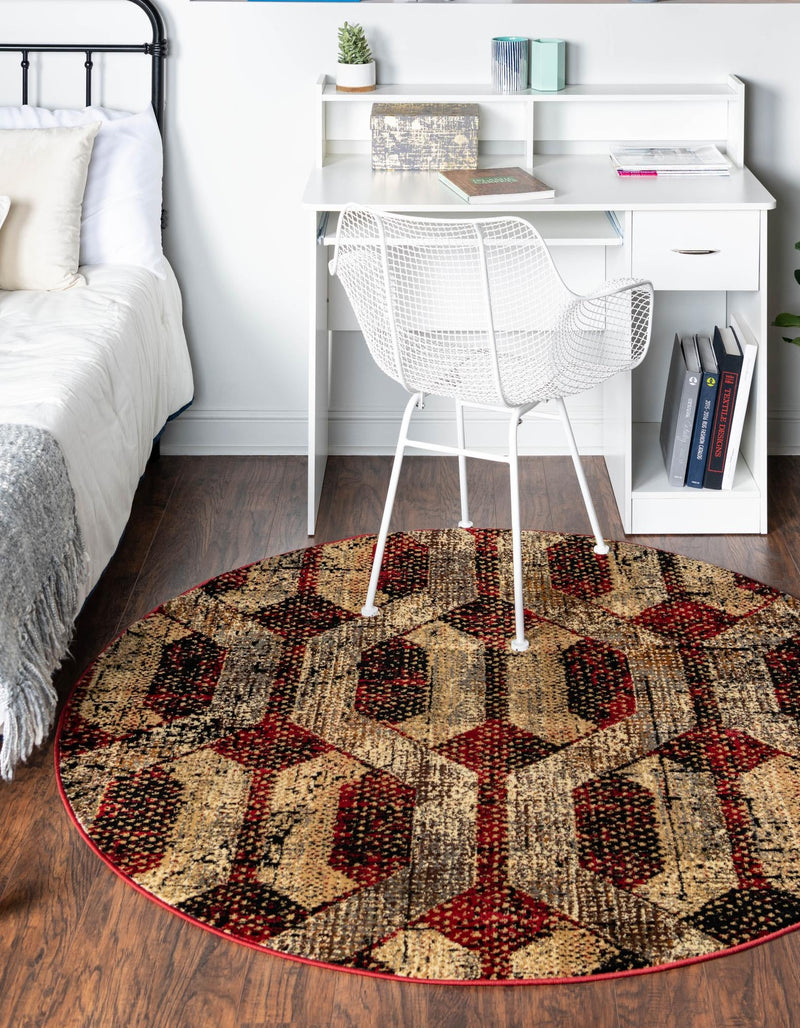 Neptune Elegance Collection Area Rug -  Larissa Round Burgundy  lifestyle 61