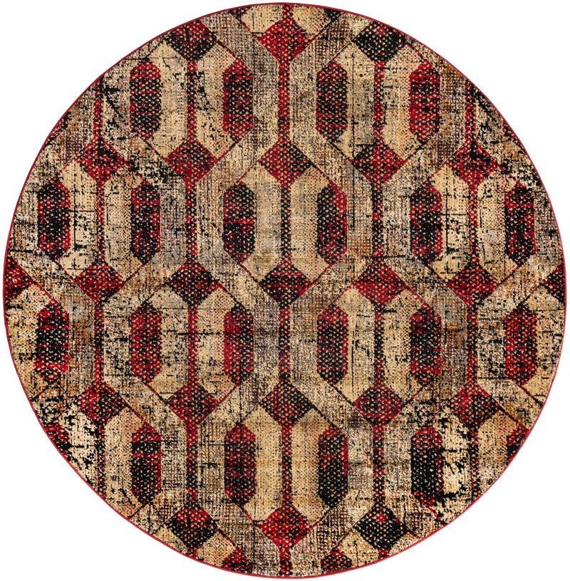 Neptune Elegance Collection Area Rug -  Larissa Round Burgundy  lifestyle 54