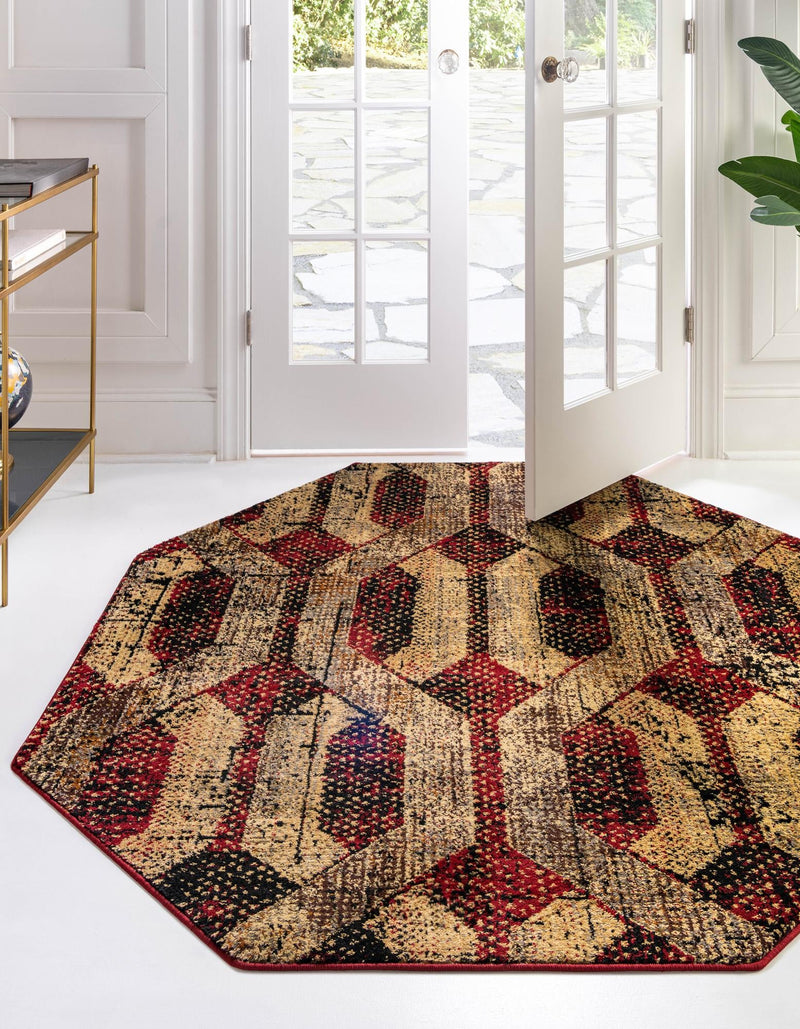 Neptune Elegance Collection Area Rug -  Larissa Octagon Burgundy  lifestyle 67