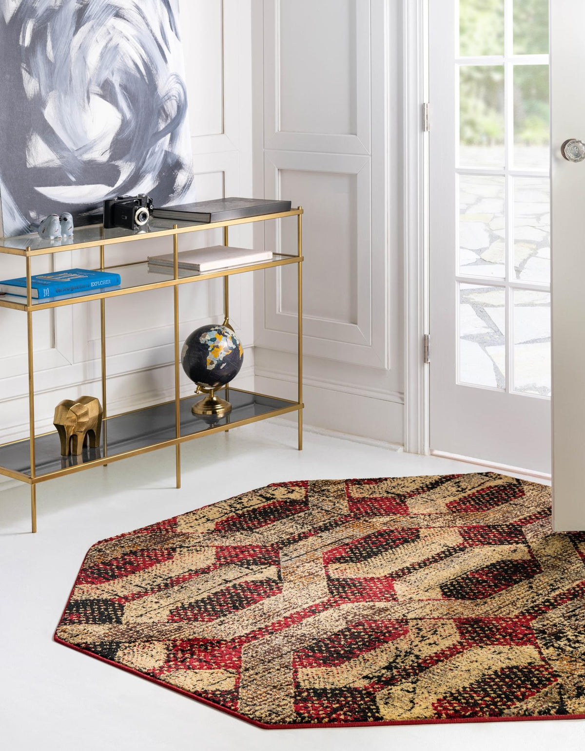 Neptune Elegance Collection Area Rug -  Larissa Octagon Burgundy  lifestyle 79