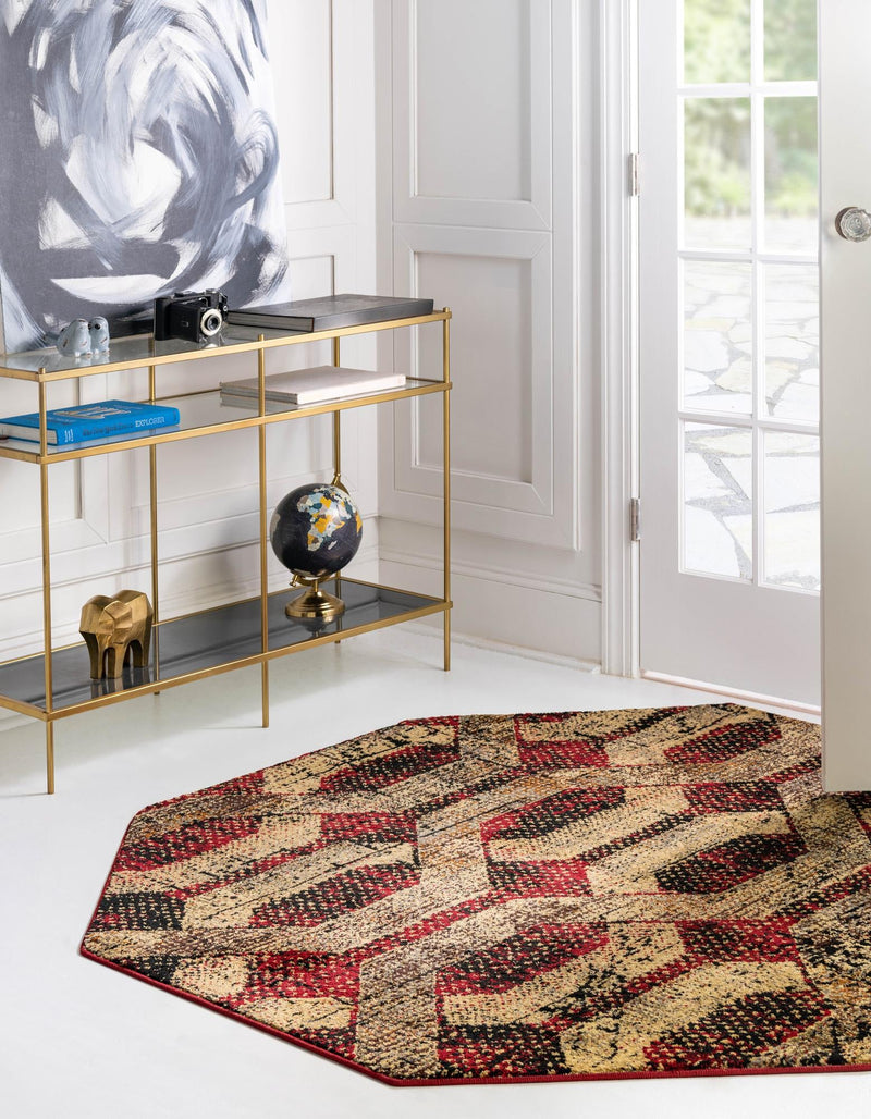 Neptune Elegance Collection Area Rug -  Larissa Octagon Burgundy  lifestyle 79