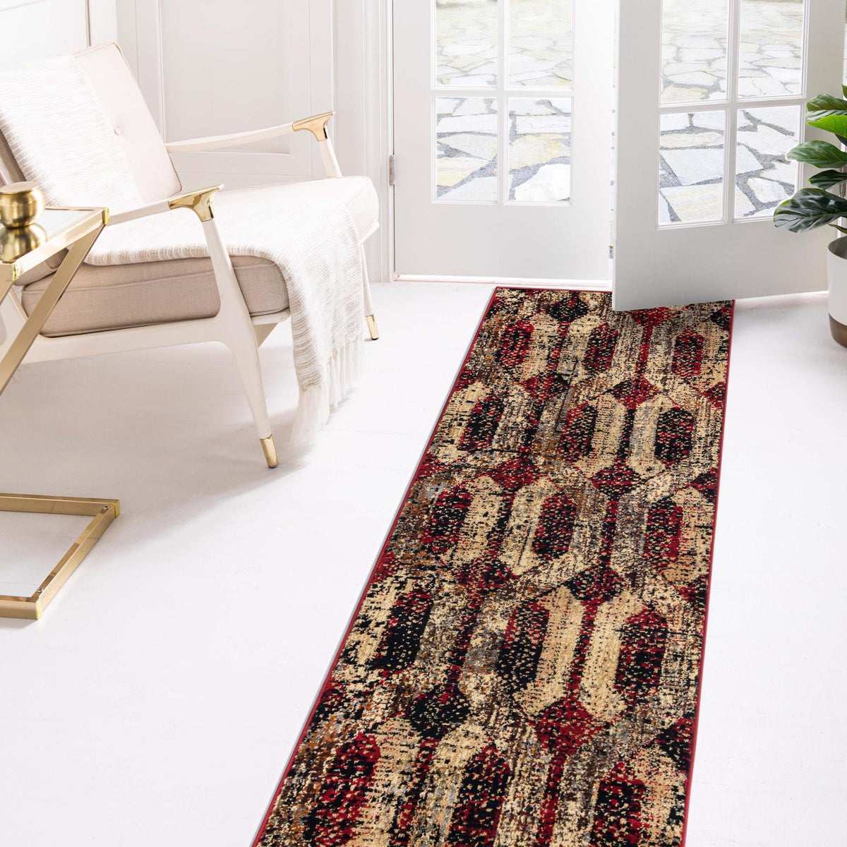 Neptune Elegance Collection Area Rug -  Larissa Runner Burgundy  lifestyle 144