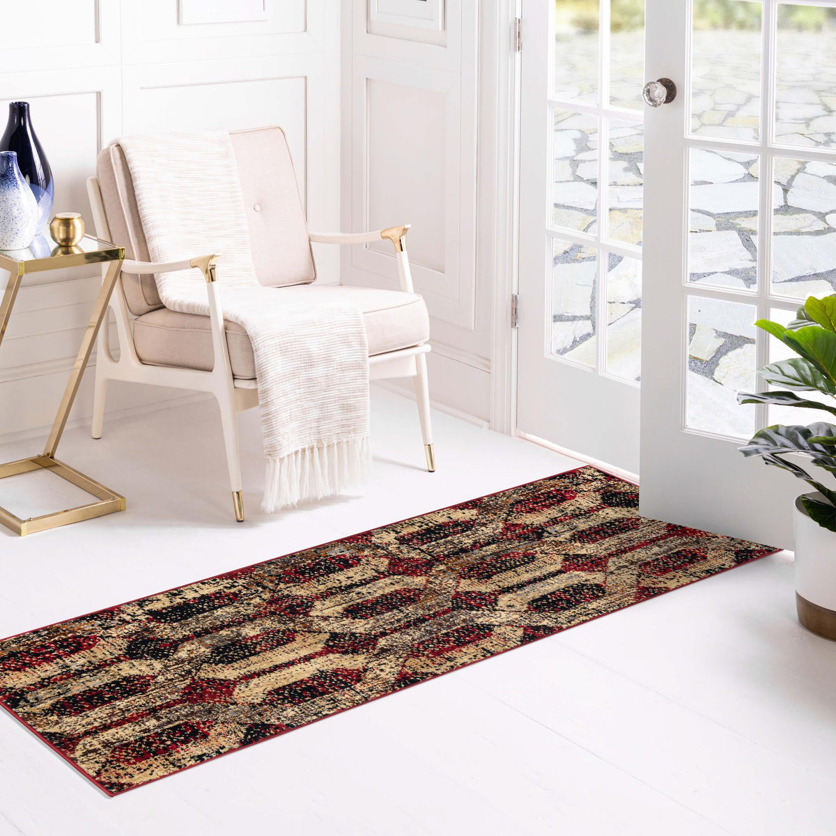 Neptune Elegance Collection Area Rug -  Larissa Runner Burgundy  lifestyle 149