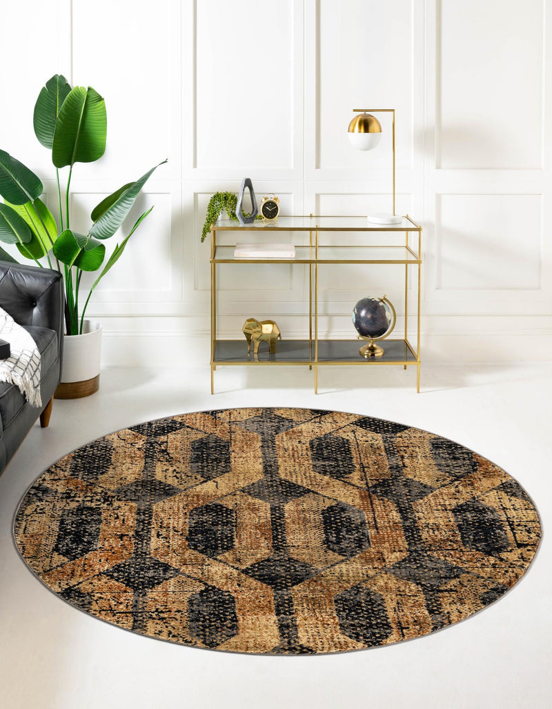 Neptune Elegance Collection Area Rug -  Larissa Round Black Gray  lifestyle 69
