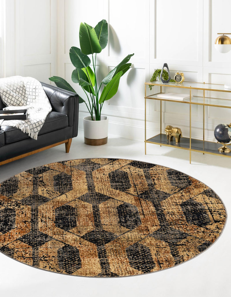 Neptune Elegance Collection Area Rug -  Larissa Round Black Gray  lifestyle 81