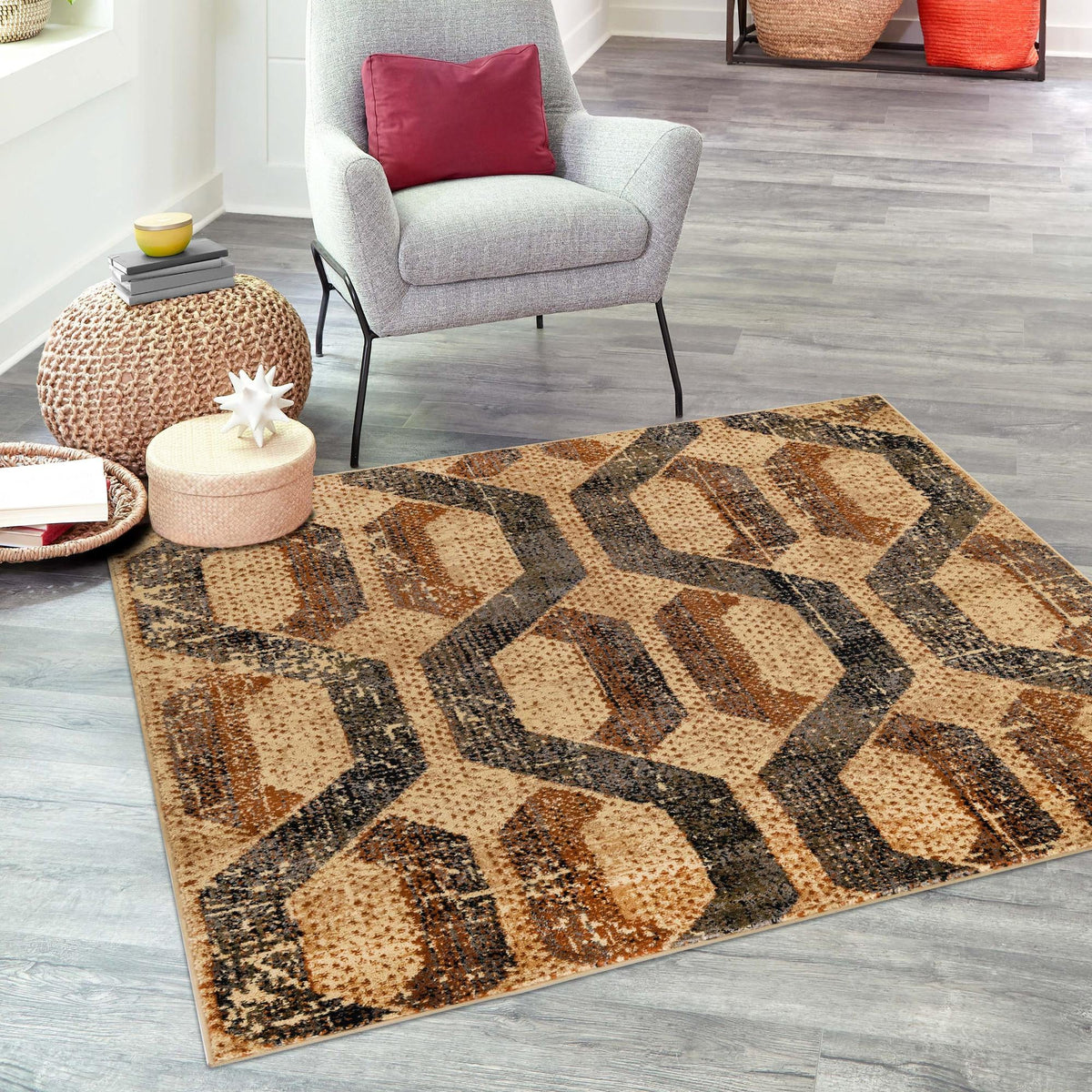 Neptune Elegance Collection Area Rug -  Larissa Square Beige Cream  lifestyle 113