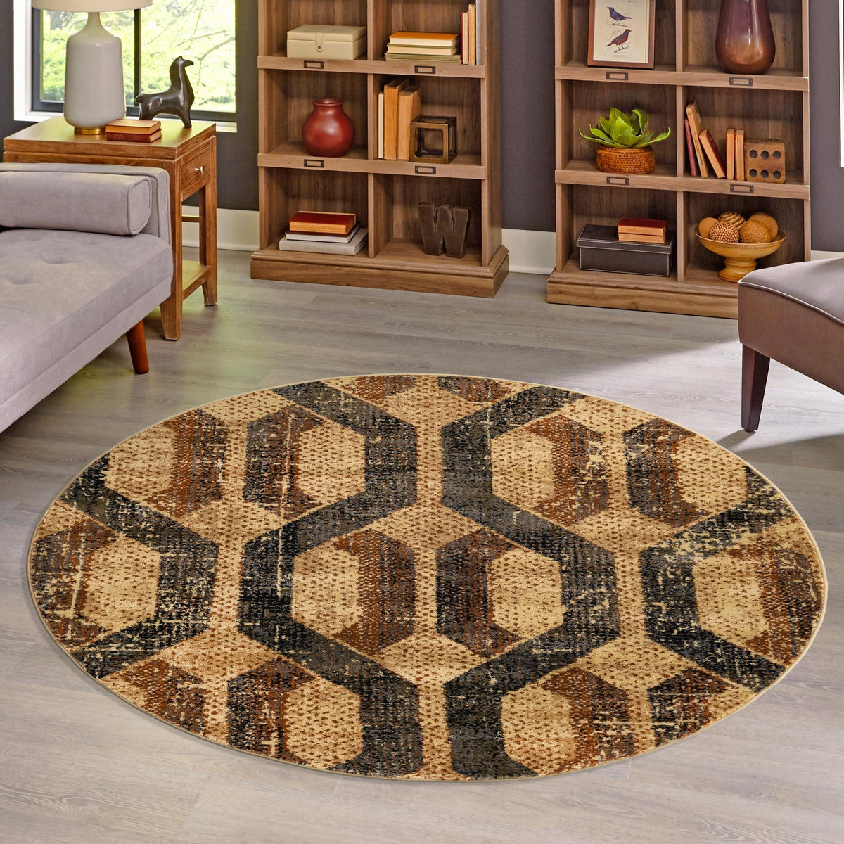 Neptune Elegance Collection Area Rug -  Larissa Round Beige Cream  lifestyle 141