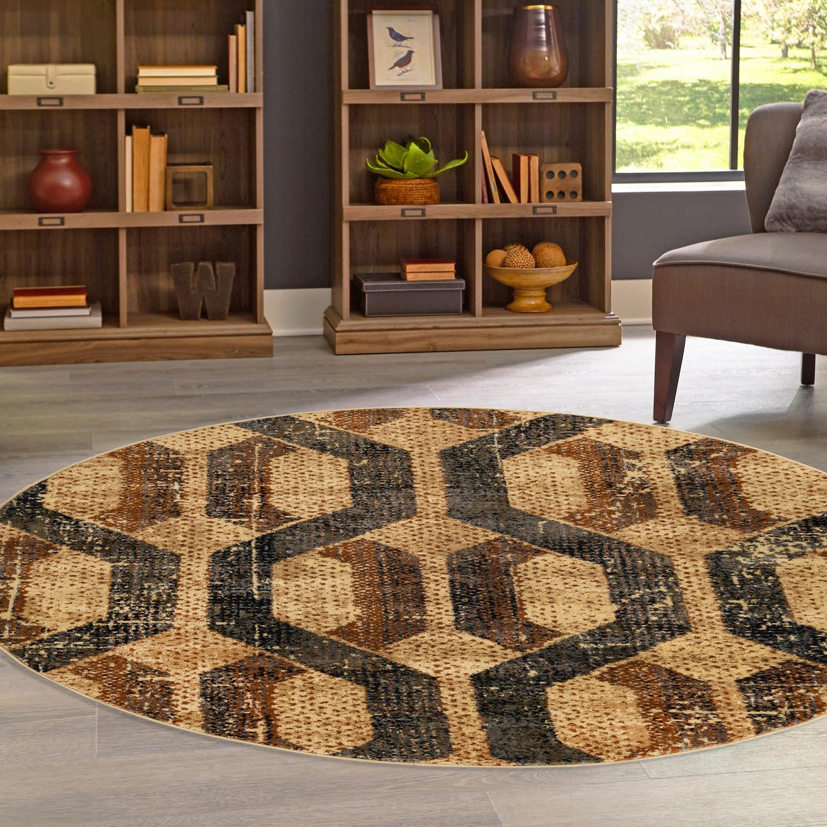 Neptune Elegance Collection Area Rug -  Larissa Round Beige Cream  lifestyle 146
