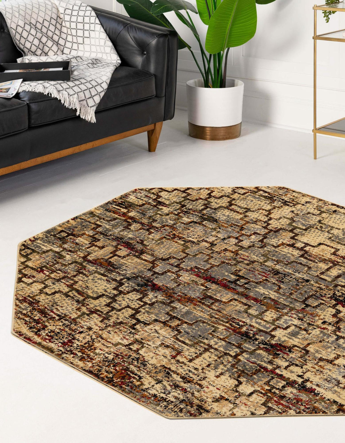 Neptune Elegance Collection Area Rug -  Proteus Octagon Beige Cream  lifestyle 59