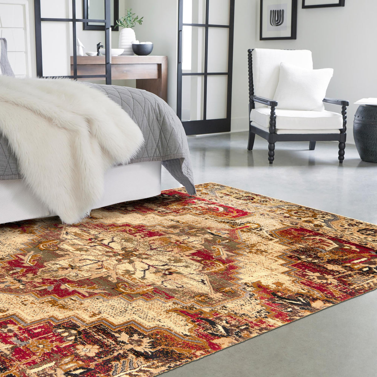 Neptune Elegance Collection Area Rug -  Naiad Rectangle Burgundy Beige  lifestyle 15